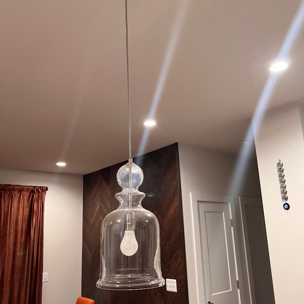 Clear Glass Global Pendant Light Brushed Nickel